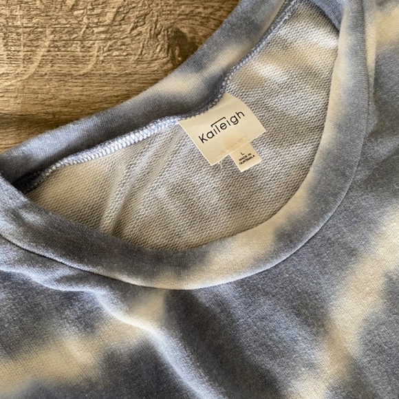 Tie-Dye Blue and White Striped Long Sleeve Shirt, Women’s - Picture 3 of 3